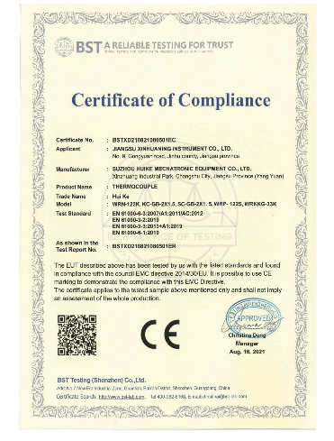 CE Certificate of Compliance (EMC)