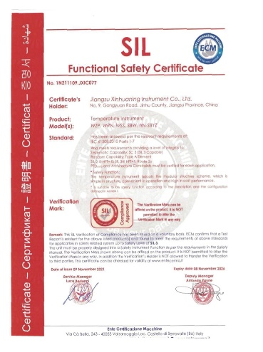 SIL 3 Functional Safety Certificate